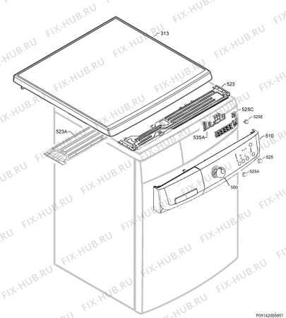 Взрыв-схема стиральной машины Zanussi ZWH6120P - Схема узла Command panel 037